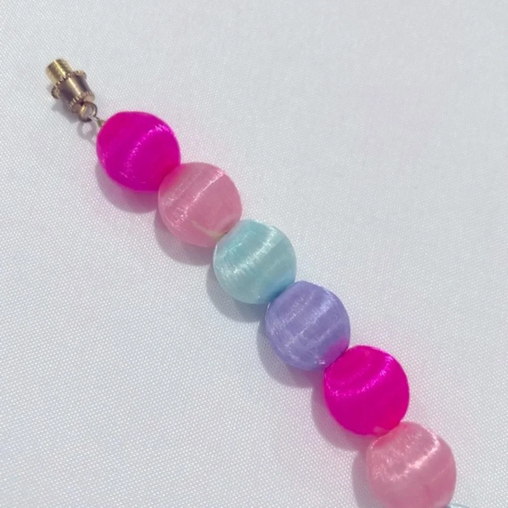Vintage Silk Thread Wrapped Beaded Necklace and Bracelet Set